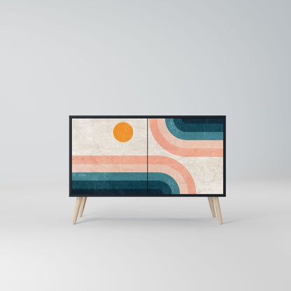 Credenza a due ante TWO HALVES in finitura nera