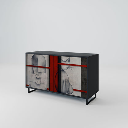 Credenza a 2 ante GRAY FIGURES in finitura nera