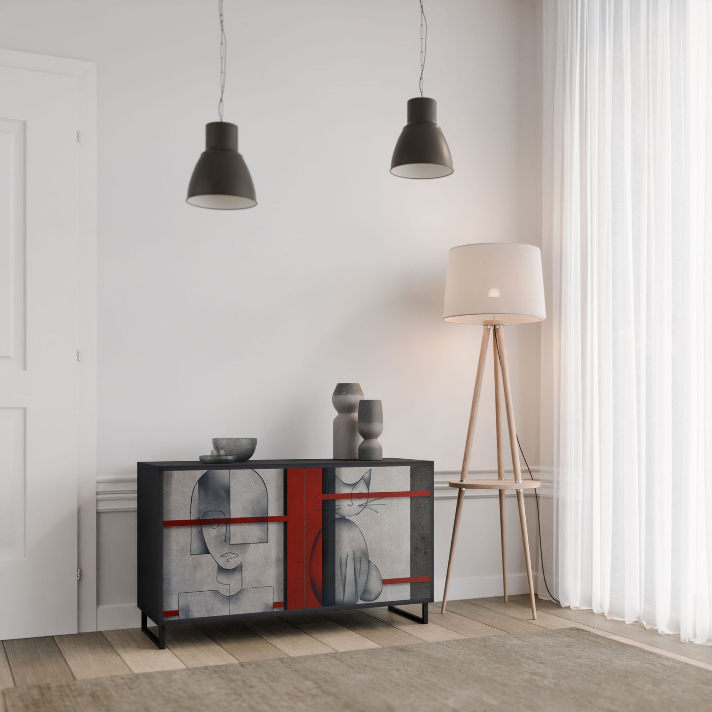 Credenza a 2 ante GRAY FIGURES in finitura nera