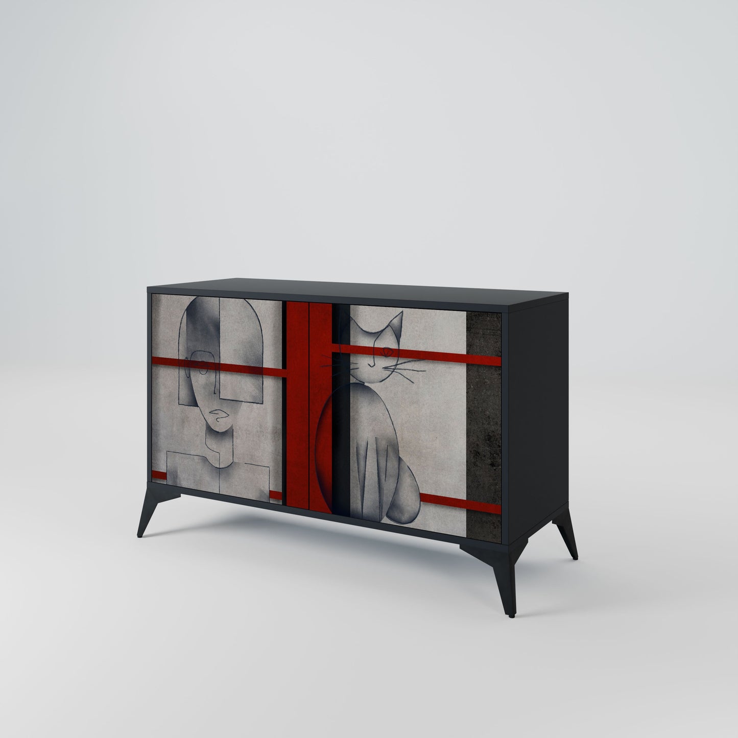 Credenza a 2 ante GRAY FIGURES in finitura nera