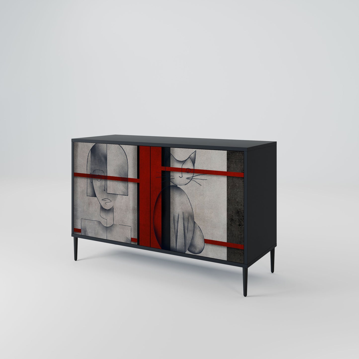 Credenza a 2 ante GRAY FIGURES in finitura nera