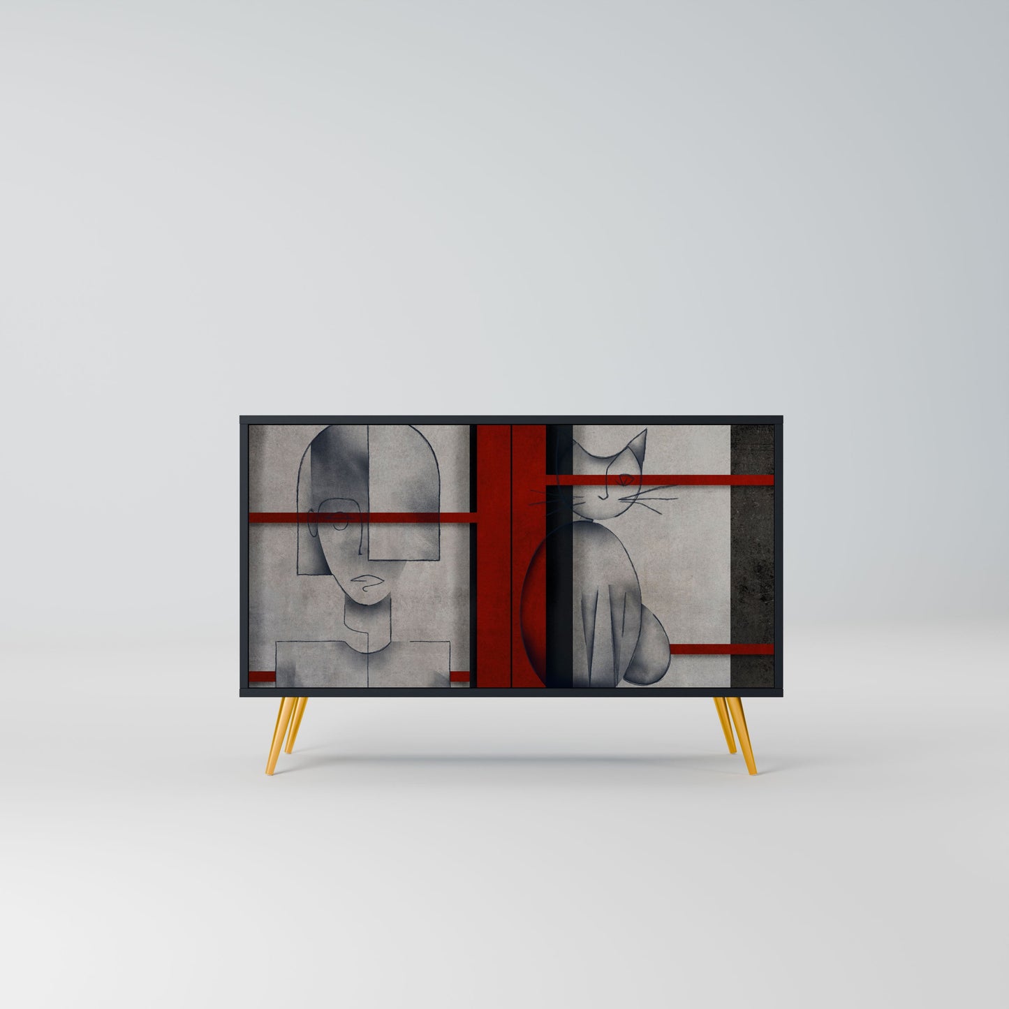 Credenza a 2 ante GRAY FIGURES in finitura nera