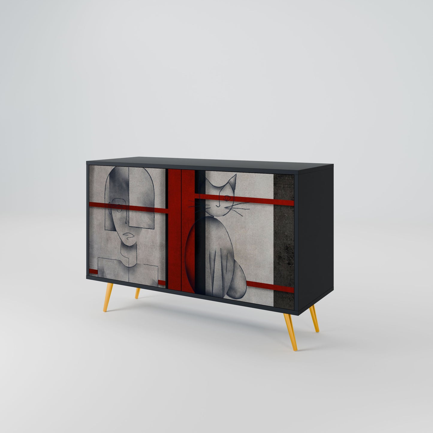 Credenza a 2 ante GRAY FIGURES in finitura nera