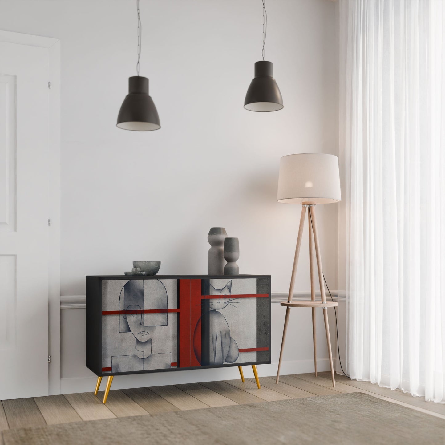 Credenza a 2 ante GRAY FIGURES in finitura nera