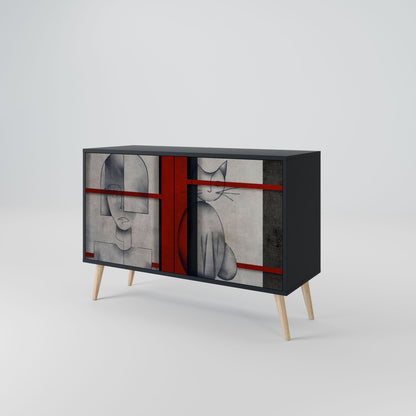 Credenza a 2 ante GRAY FIGURES in finitura nera