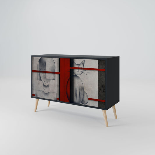 Credenza a 2 ante GRAY FIGURES in finitura nera