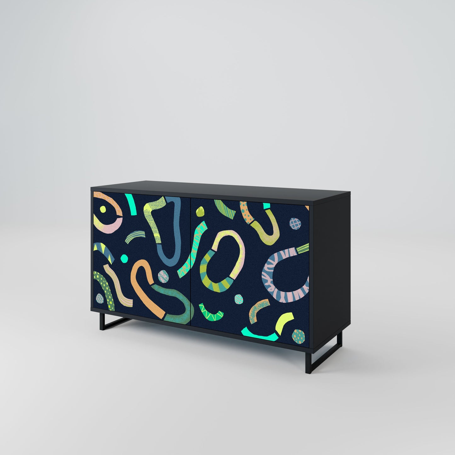 Credenza a 2 ante CONTRAST DANCE in finitura nera