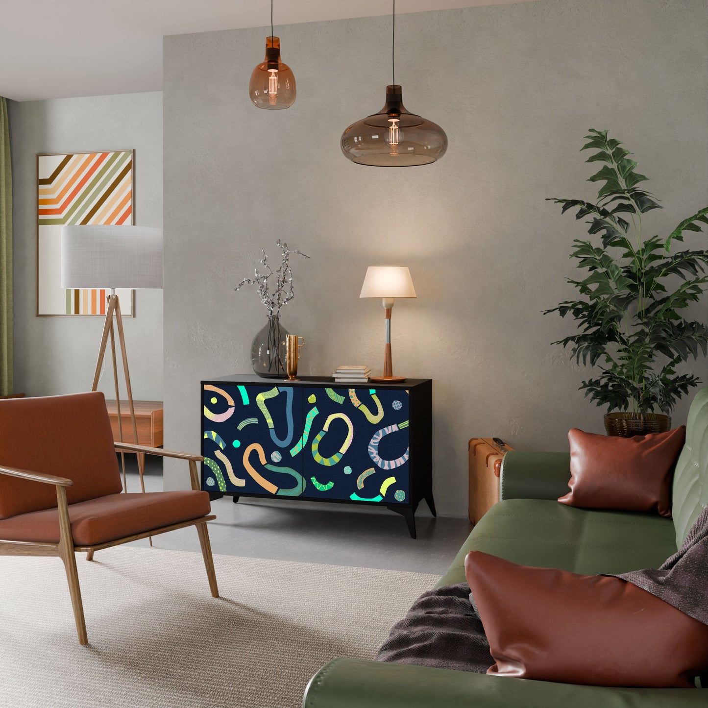 Credenza a 2 ante CONTRAST DANCE in finitura nera
