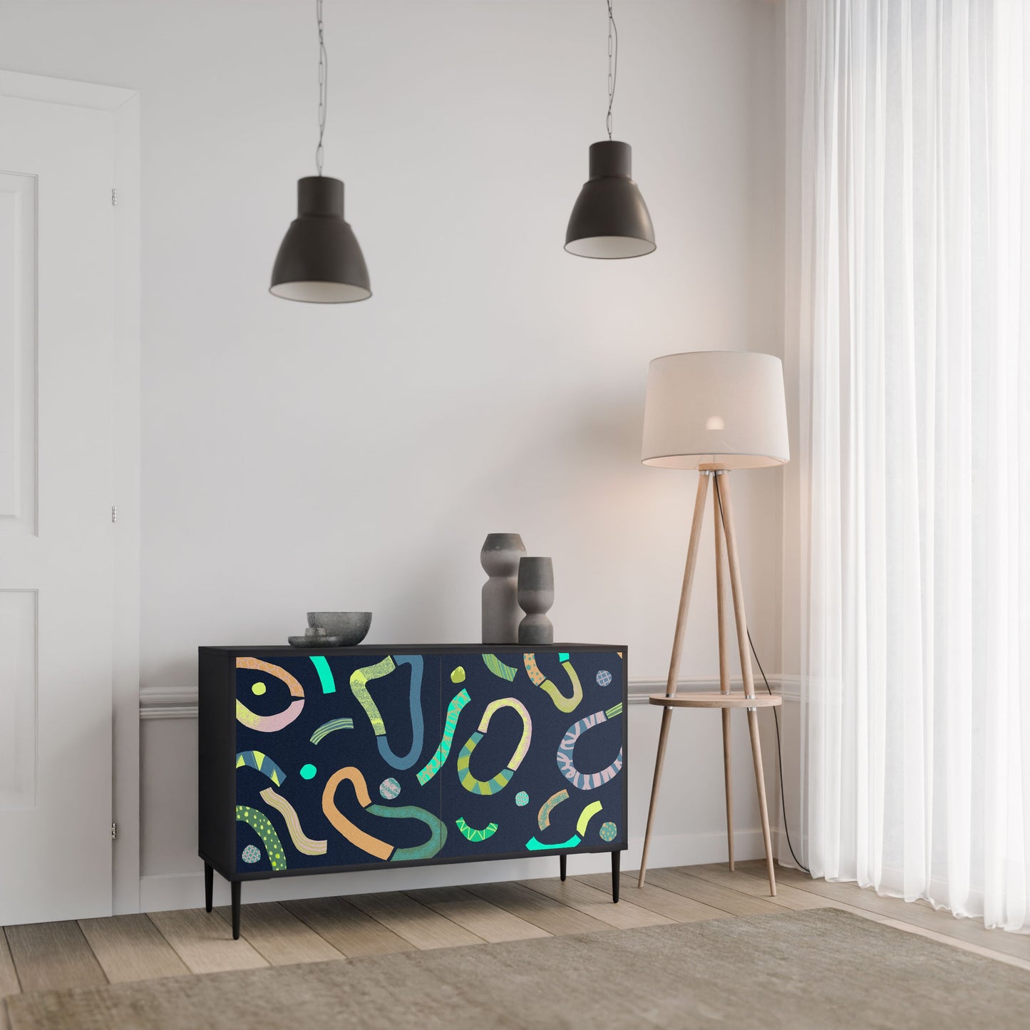 Credenza a 2 ante CONTRAST DANCE in finitura nera