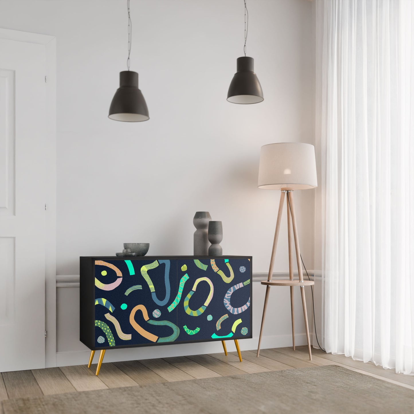 Credenza a 2 ante CONTRAST DANCE in finitura nera