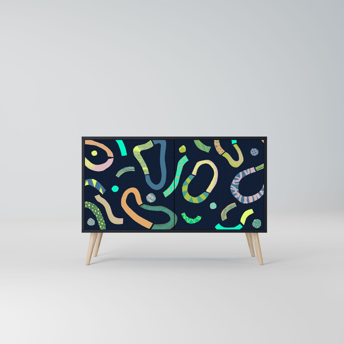 Credenza a 2 ante CONTRAST DANCE in finitura nera