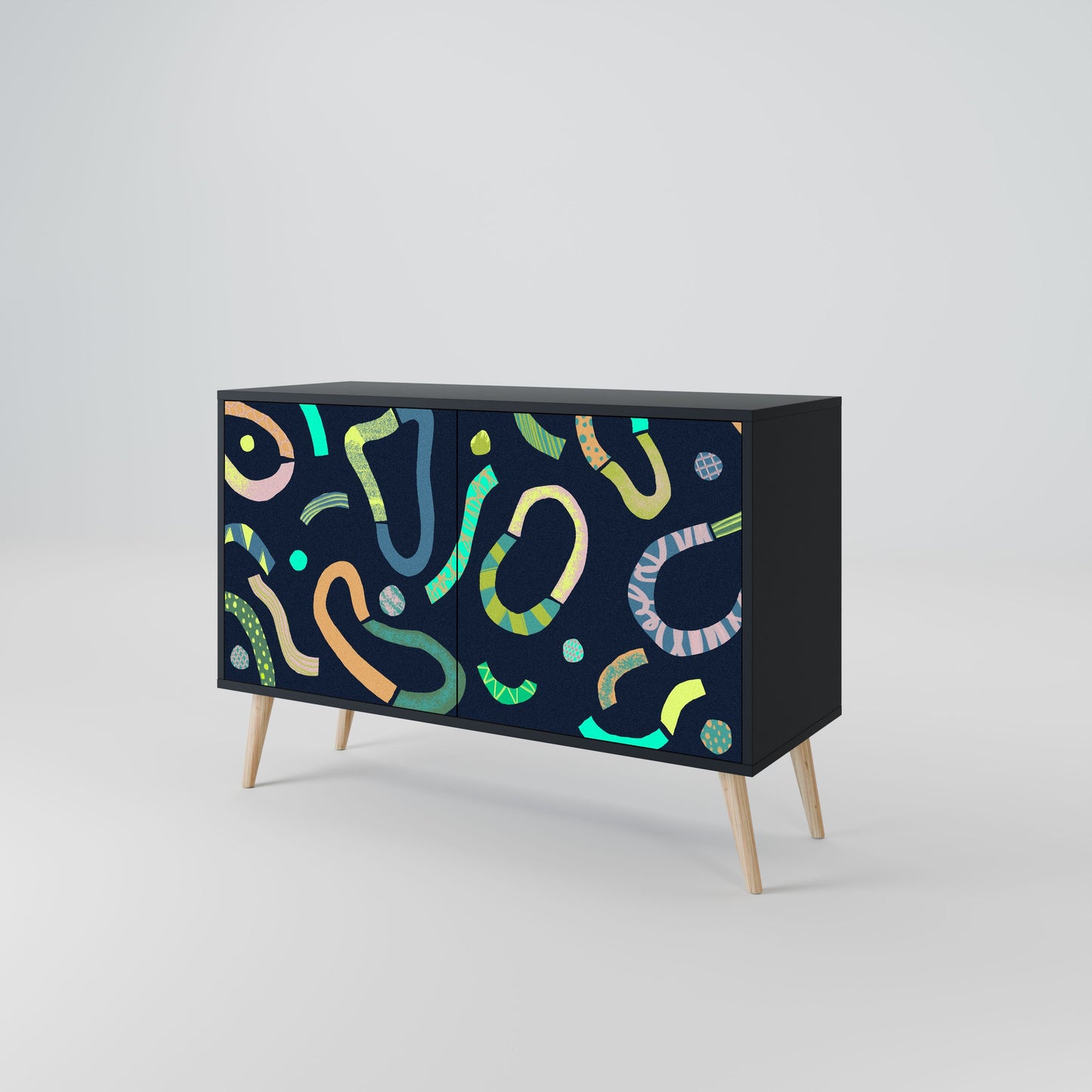 Credenza a 2 ante CONTRAST DANCE in finitura nera