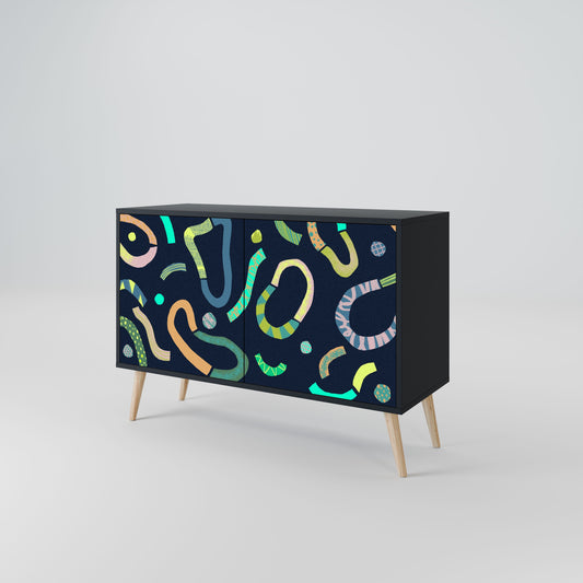Credenza a 2 ante CONTRAST DANCE in finitura nera