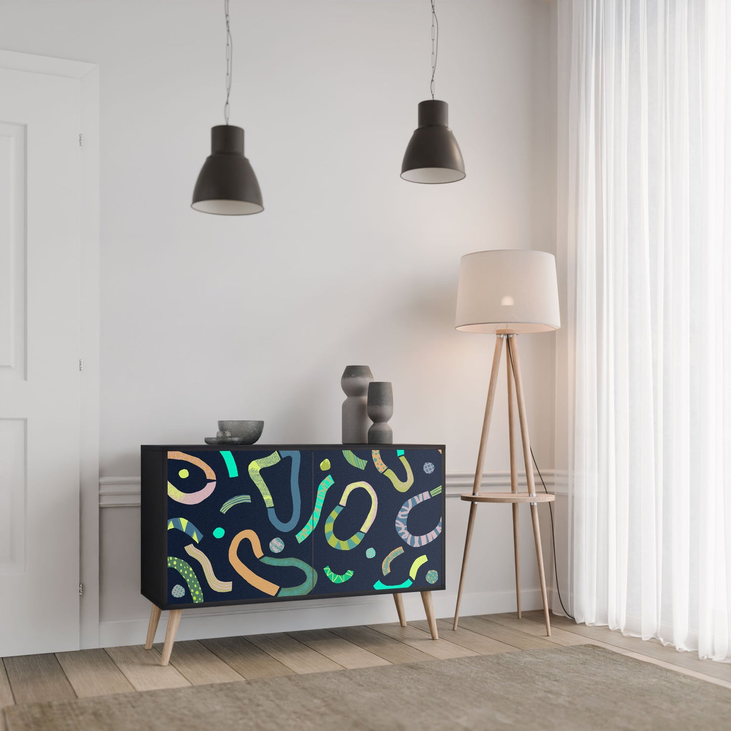 Credenza a 2 ante CONTRAST DANCE in finitura nera