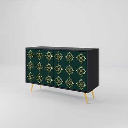Credenza a 2 ante ROYAL MEDALLION in finitura nera