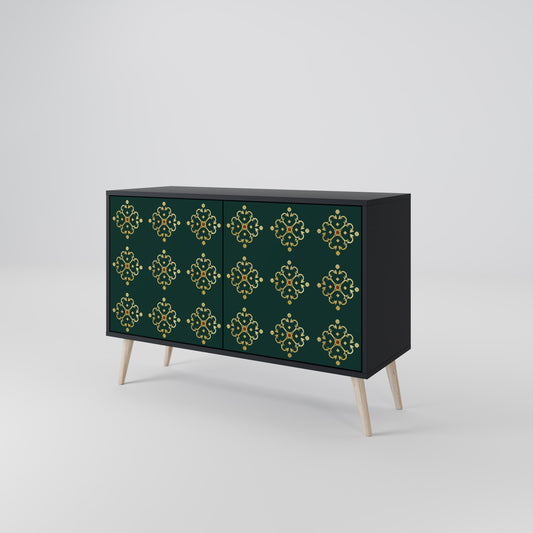 Credenza a 2 ante ROYAL MEDALLION in finitura nera