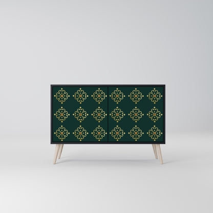 Credenza a 2 ante ROYAL MEDALLION in finitura nera