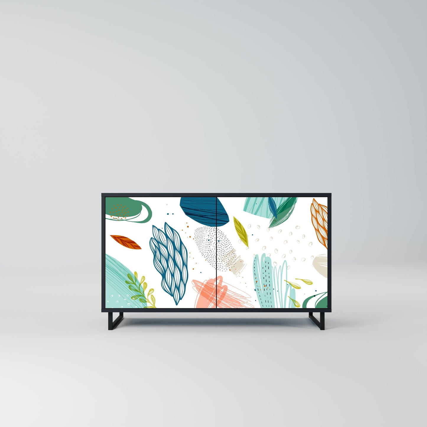Credenza BOTANICAL HURRICANE a 2 ante in finitura nera
