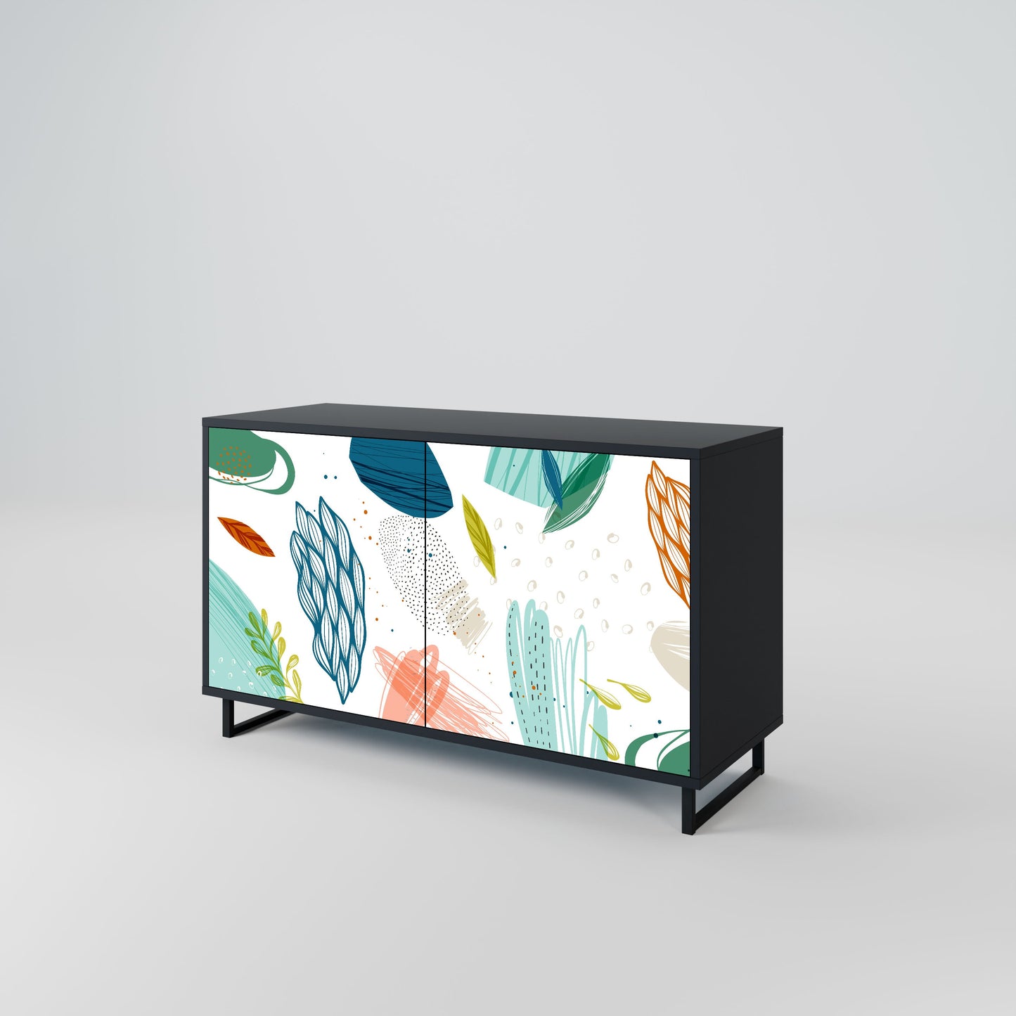 Credenza BOTANICAL HURRICANE a 2 ante in finitura nera