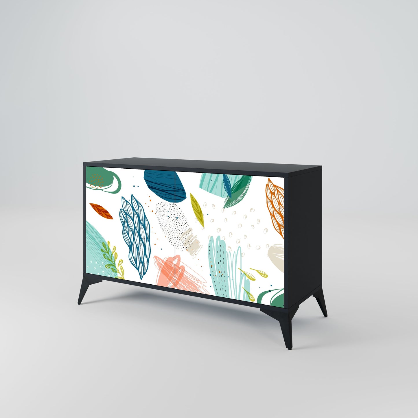 Credenza BOTANICAL HURRICANE a 2 ante in finitura nera