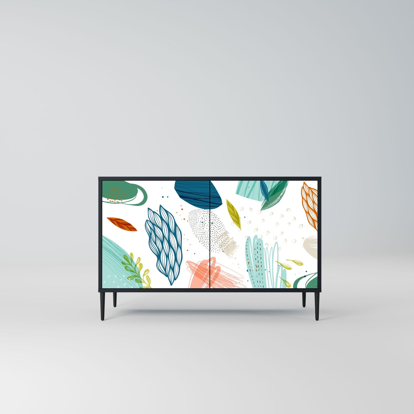 Credenza BOTANICAL HURRICANE a 2 ante in finitura nera