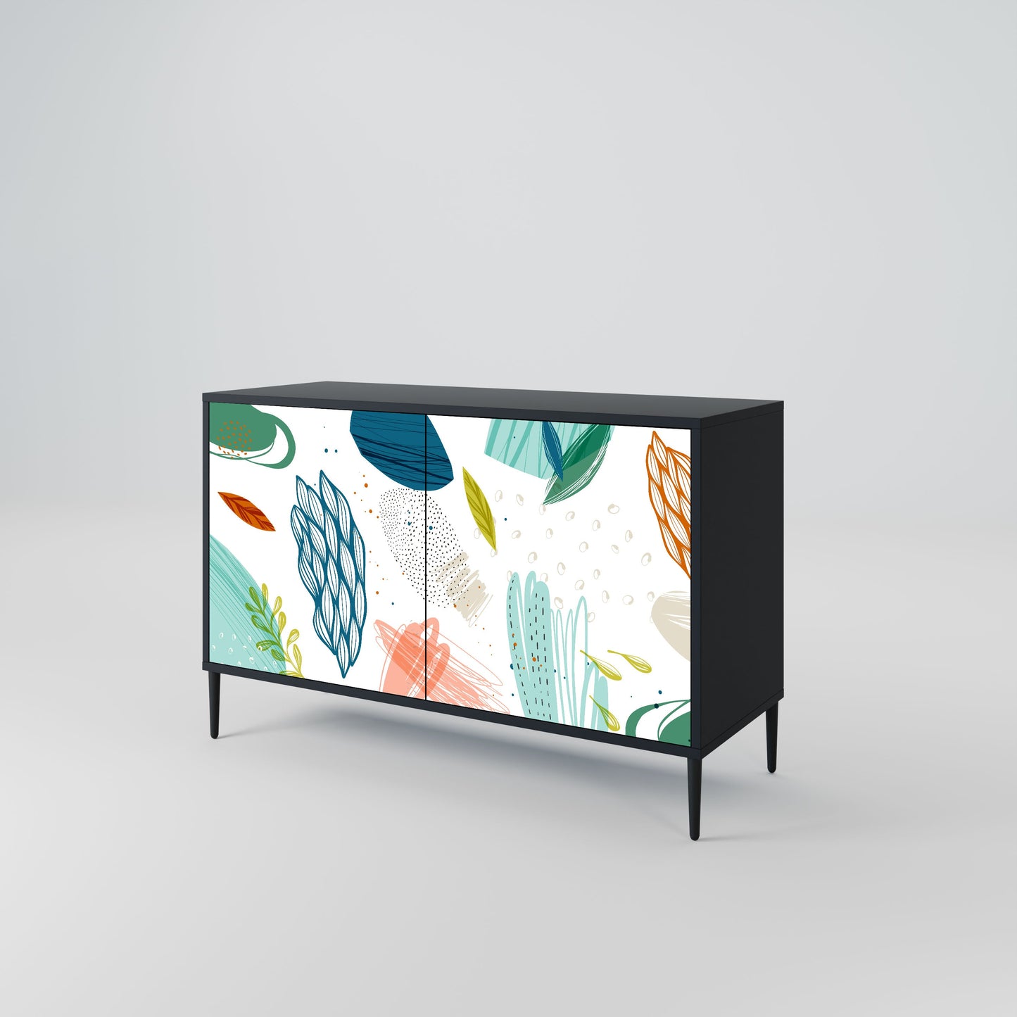 Credenza BOTANICAL HURRICANE a 2 ante in finitura nera