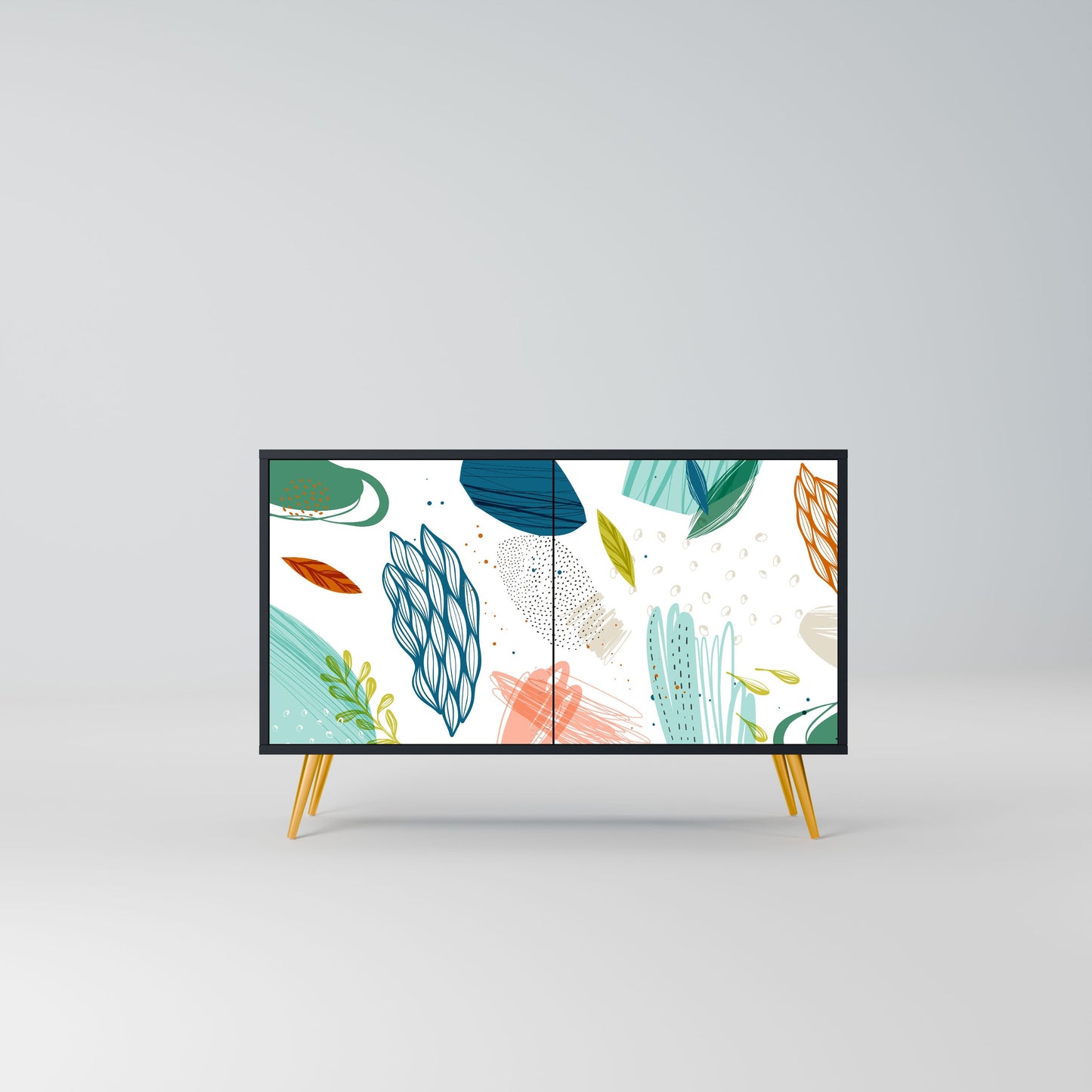 Credenza BOTANICAL HURRICANE a 2 ante in finitura nera