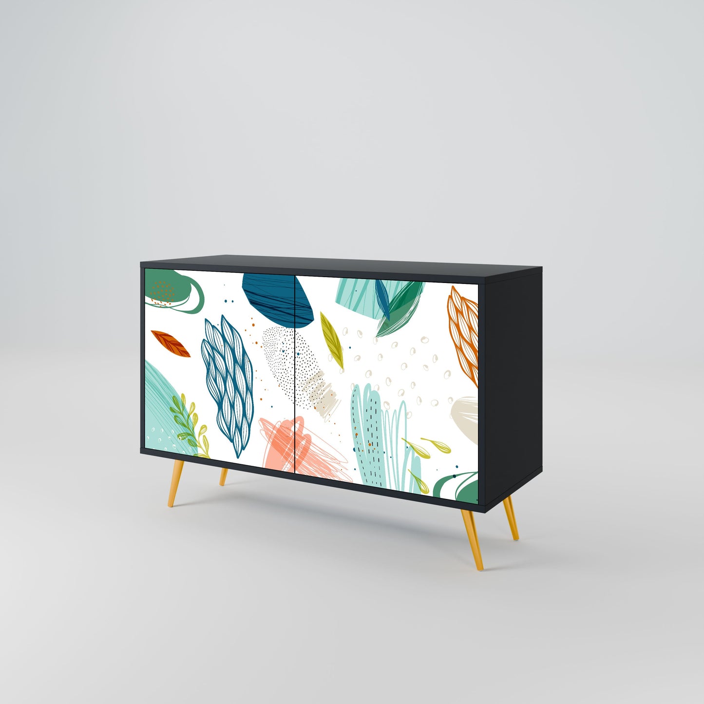 Credenza BOTANICAL HURRICANE a 2 ante in finitura nera