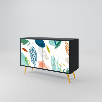 Credenza BOTANICAL HURRICANE a 2 ante in finitura nera