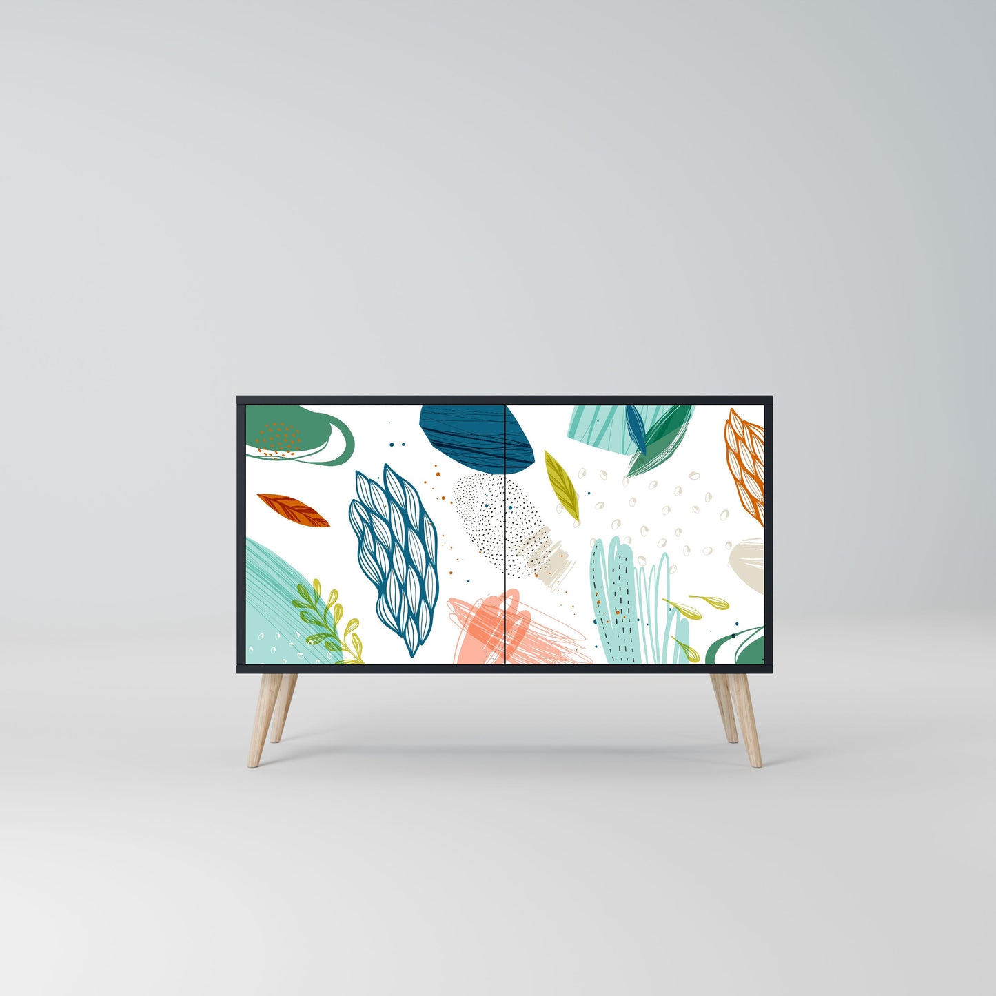 Credenza BOTANICAL HURRICANE a 2 ante in finitura nera
