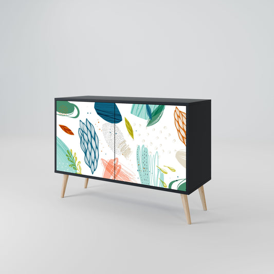 Credenza BOTANICAL HURRICANE a 2 ante in finitura nera