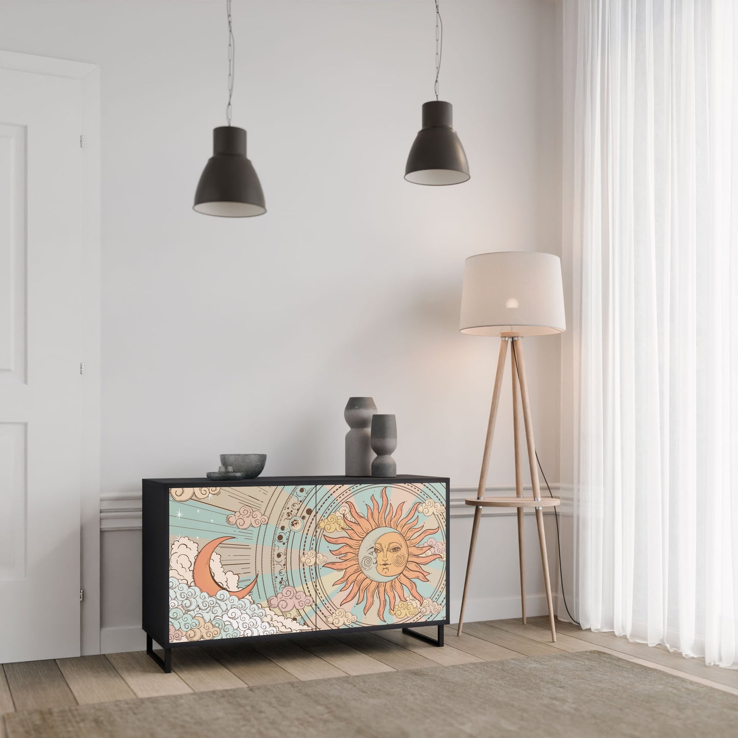 Credenza MYSTICAL STRUCTURE a 2 ante in finitura nera