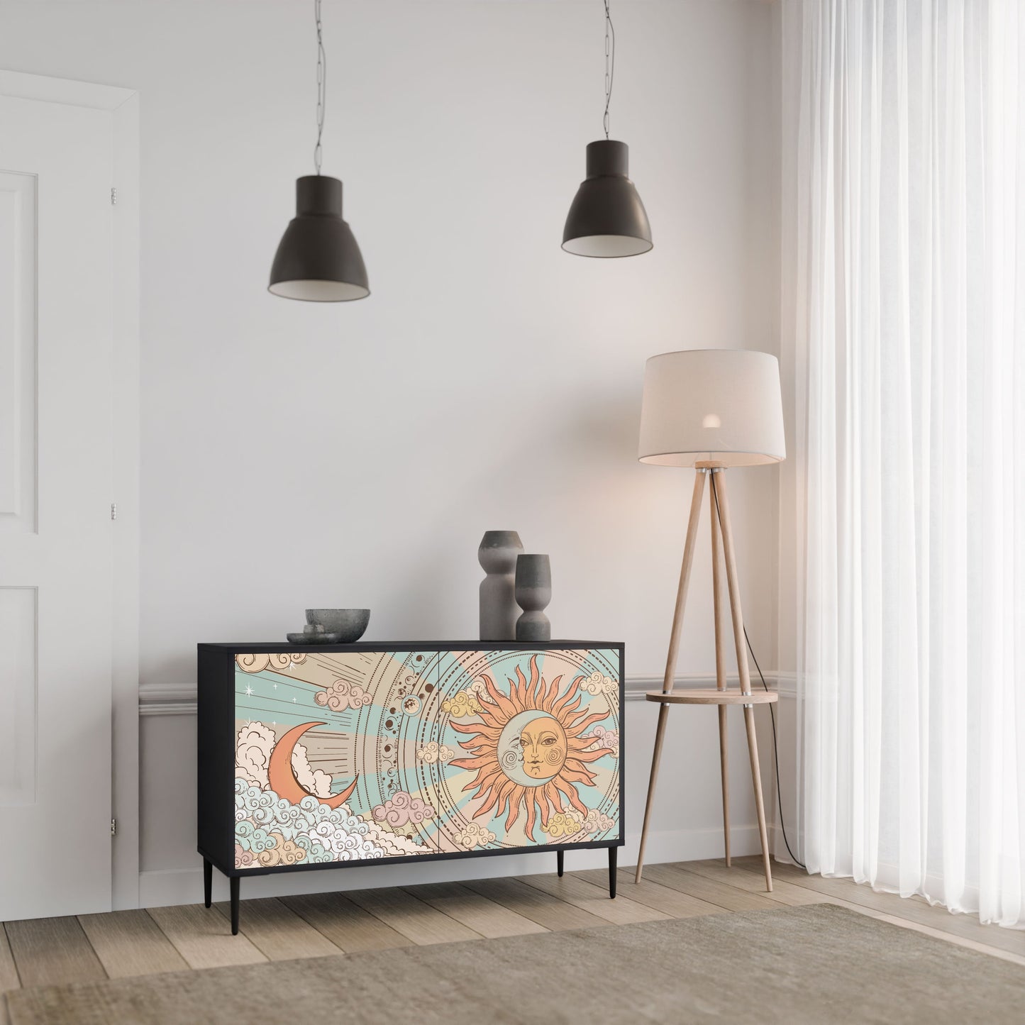 Credenza MYSTICAL STRUCTURE a 2 ante in finitura nera