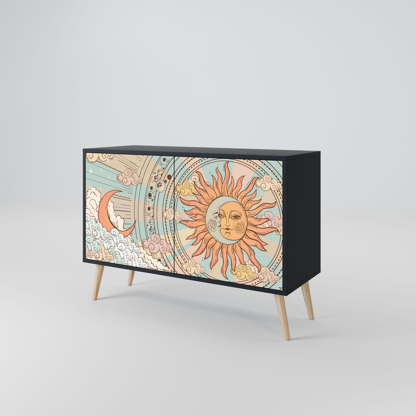 Credenza MYSTICAL STRUCTURE a 2 ante in finitura nera