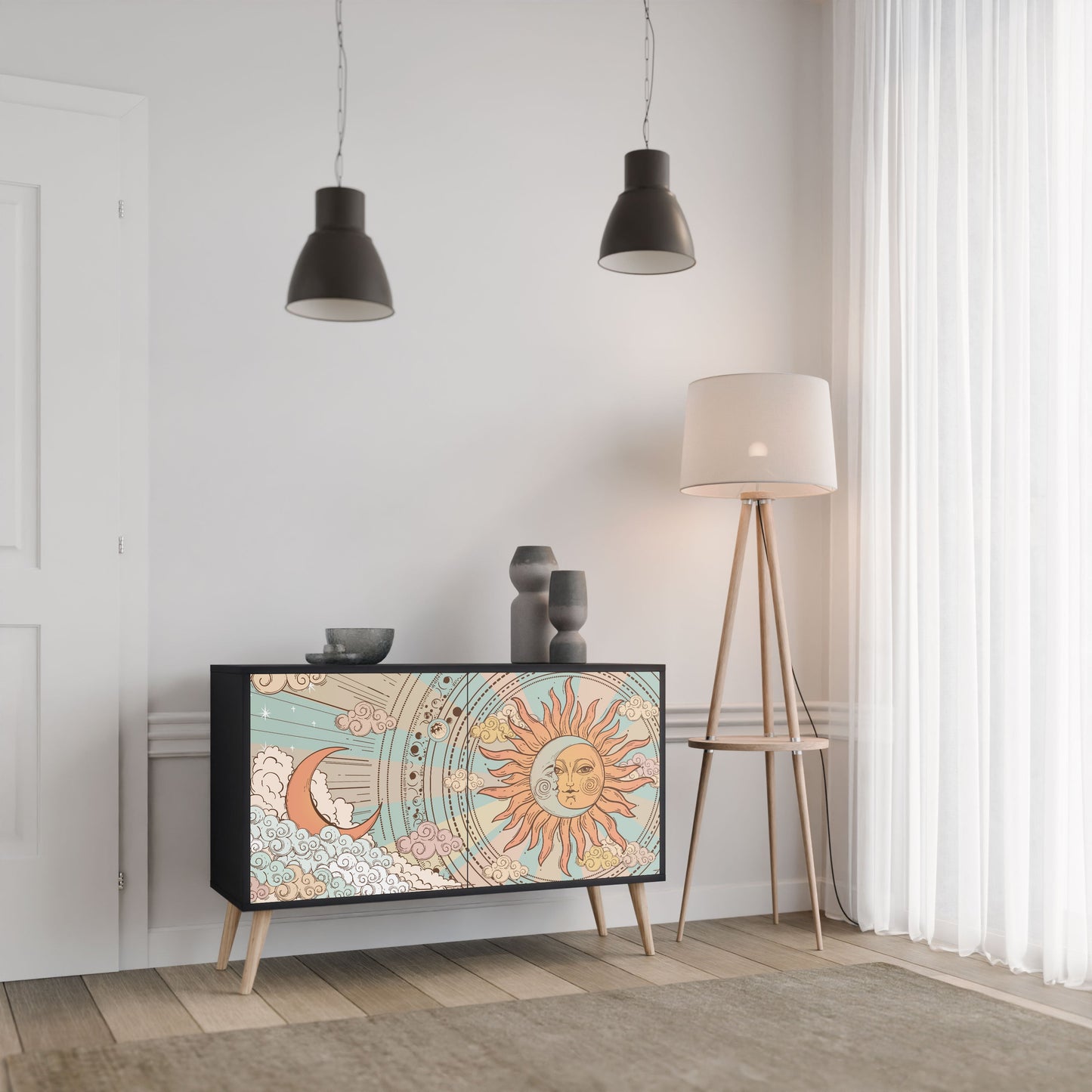 Credenza MYSTICAL STRUCTURE a 2 ante in finitura nera