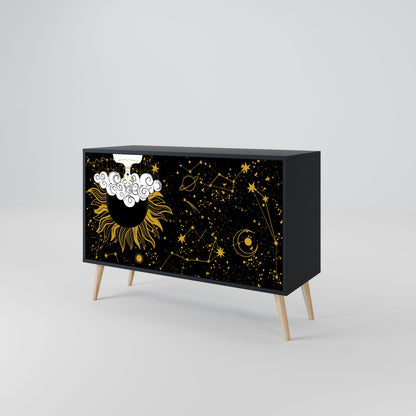 Credenza STELLAR CONSTELLATIONS a 2 ante in finitura nera