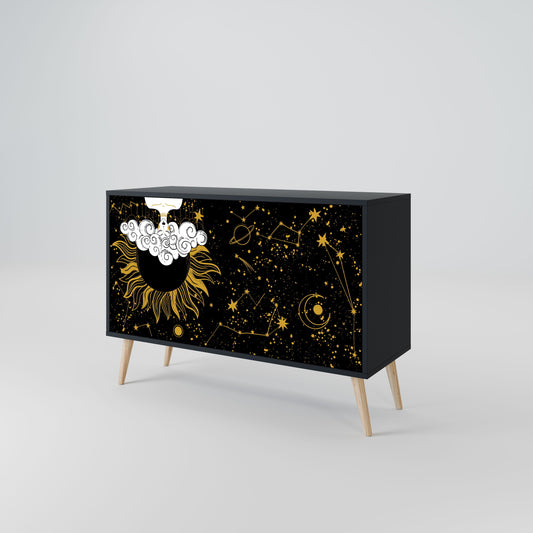 Credenza STELLAR CONSTELLATIONS a 2 ante in finitura nera