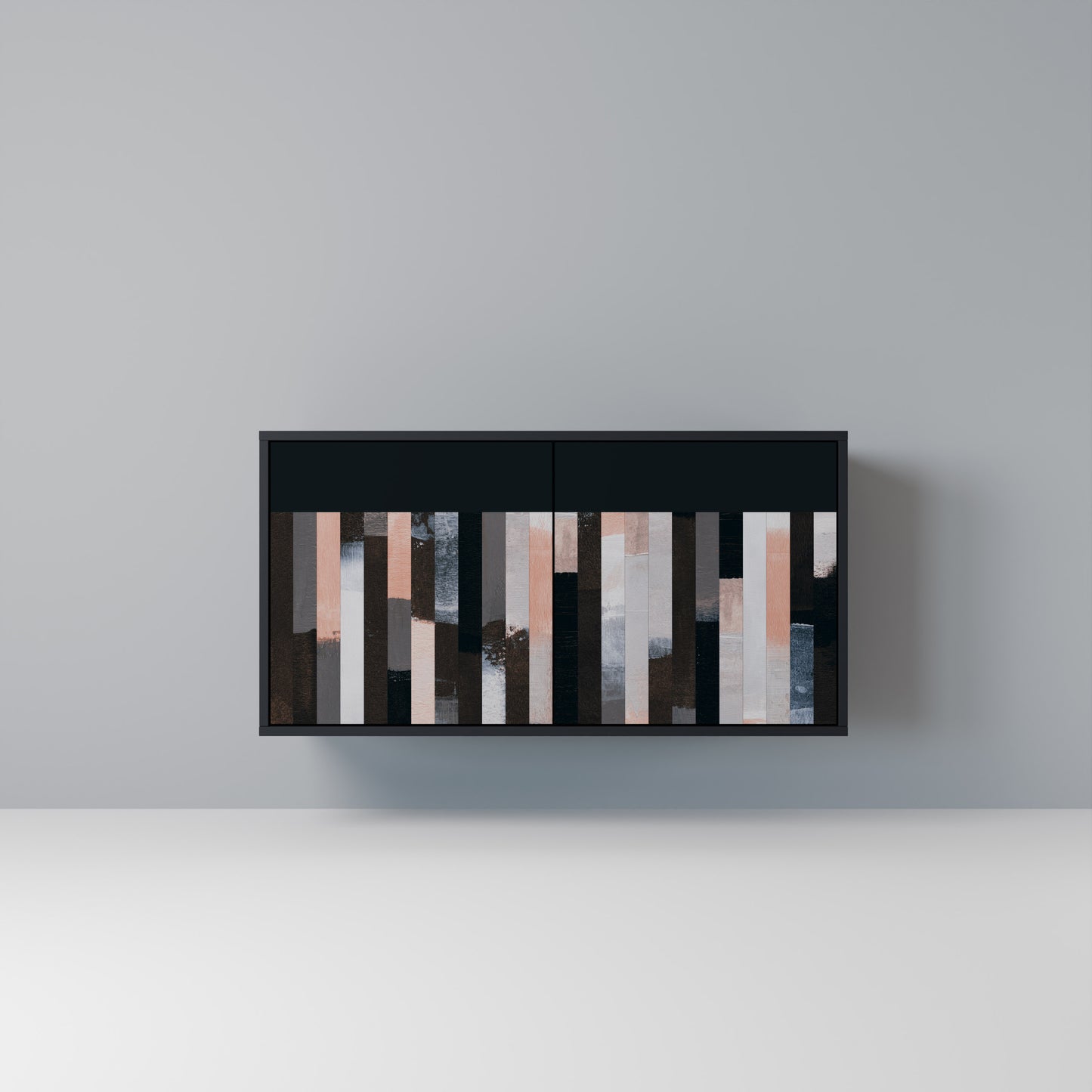 COLLAGE OF RECTANGLES Madia a 2 Ante in Finitura Nera