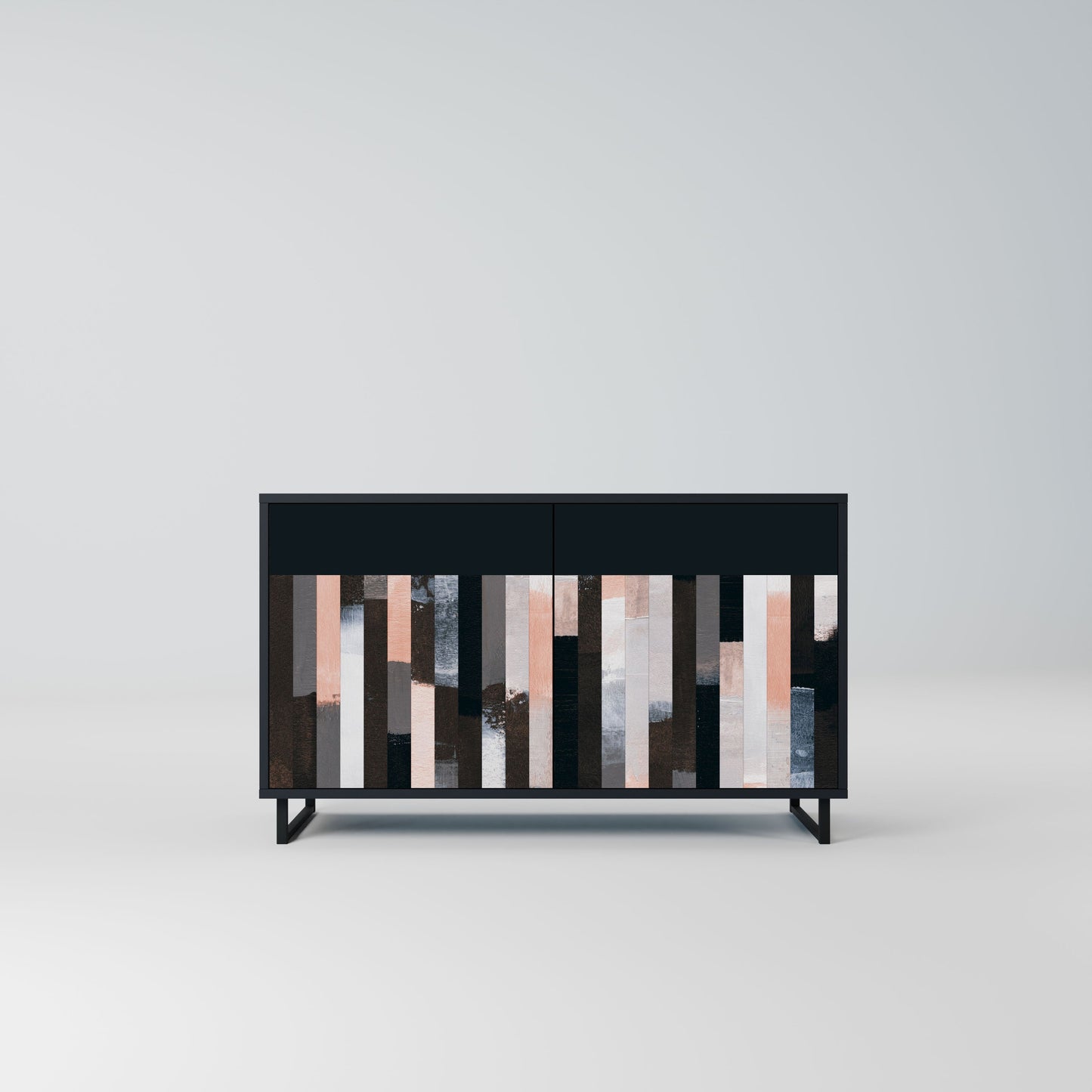 Credenza COLLAGE OF RECTANGLES a 2 ante in finitura nera