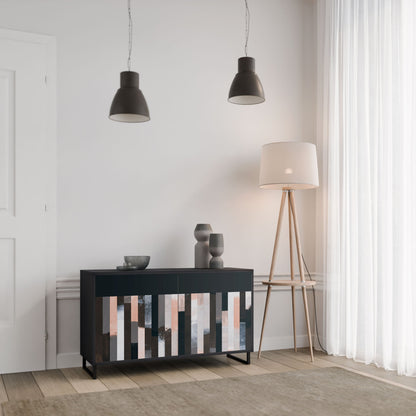 Credenza COLLAGE OF RECTANGLES a 2 ante in finitura nera