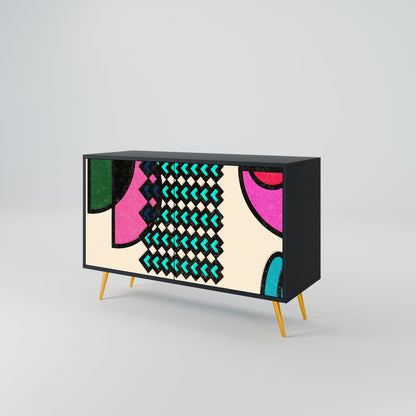 Credenza GEOMETRIC RHAPSODY a 2 ante in finitura nera
