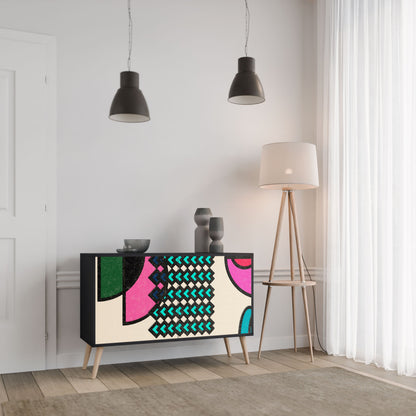 Credenza GEOMETRIC RHAPSODY a 2 ante in finitura nera