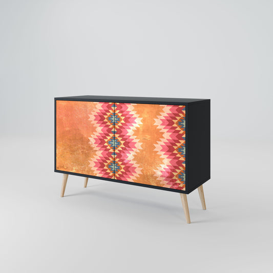 Credenza INDIAN FOLK a 2 ante in finitura nera