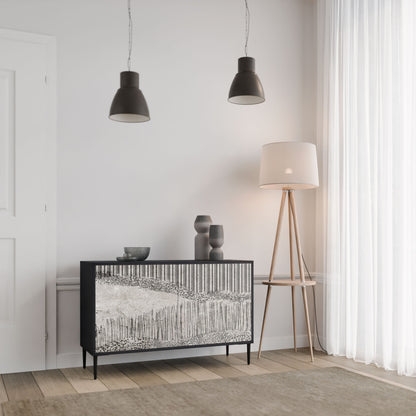 GRAIN LINES 2-Door Sideboard in Black Finish
