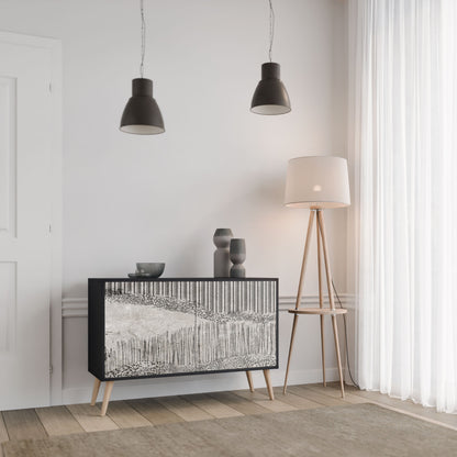 GRAIN LINES 2-Door Sideboard in Black Finish