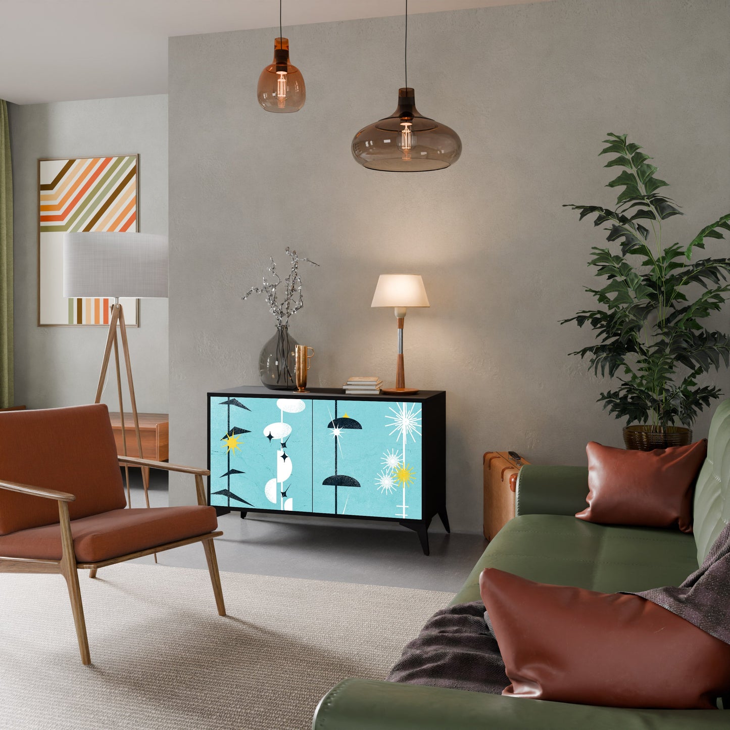 Credenza a 2 ante PATHS TO HAPPINESS in finitura nera