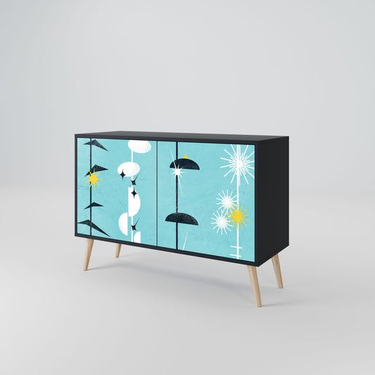 Credenza a 2 ante PATHS TO HAPPINESS in finitura nera