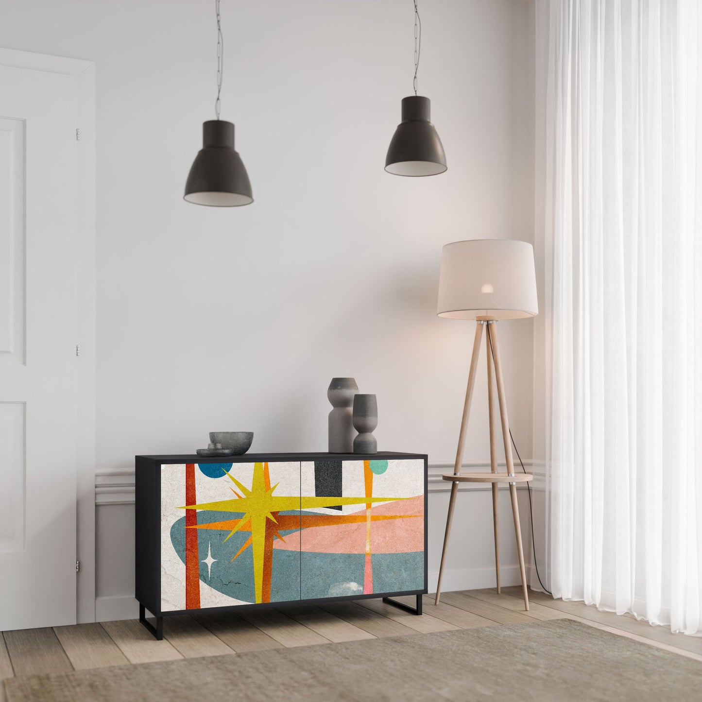 Credenza a 2 ante INTERSTELLAR VIBES in finitura nera