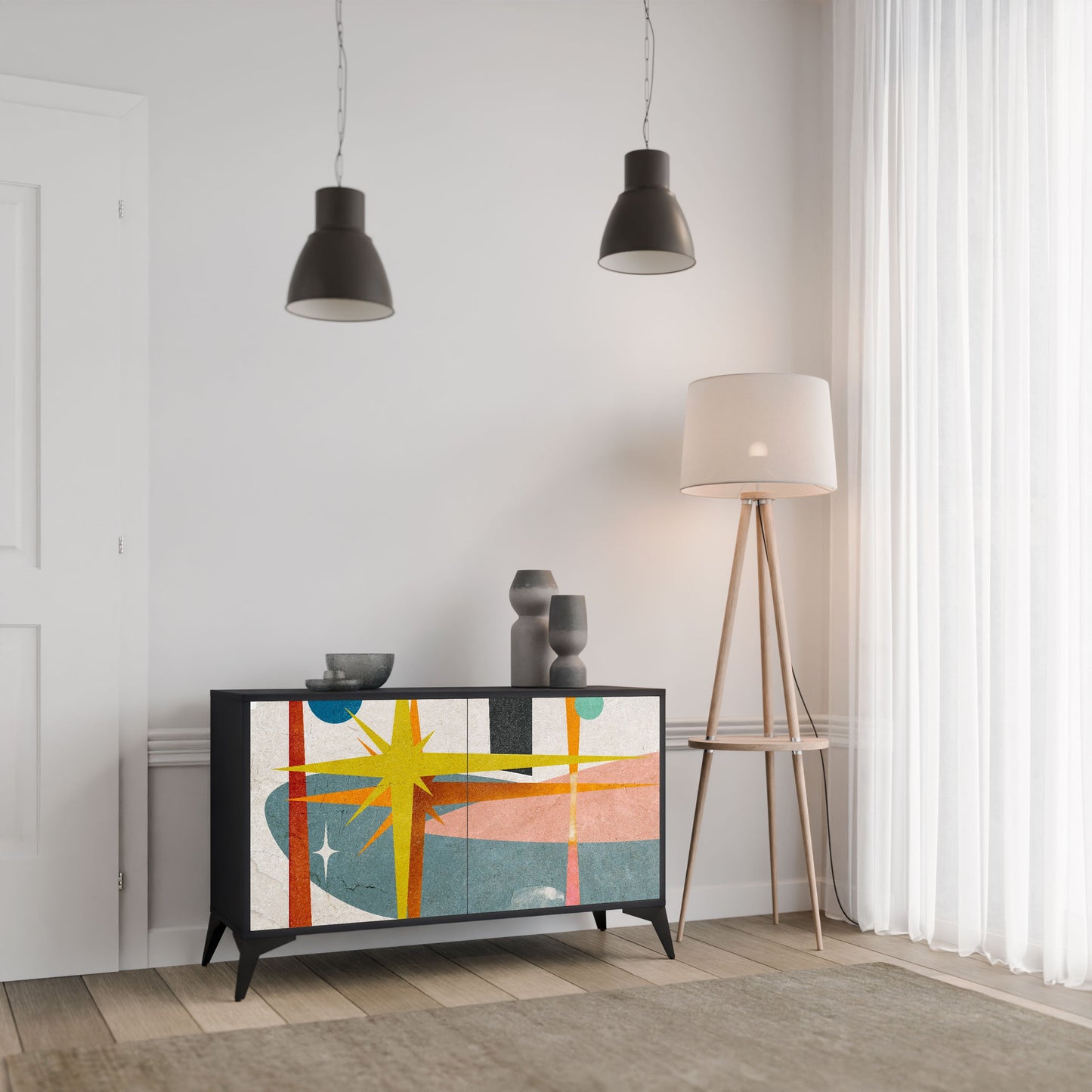 Credenza a 2 ante INTERSTELLAR VIBES in finitura nera