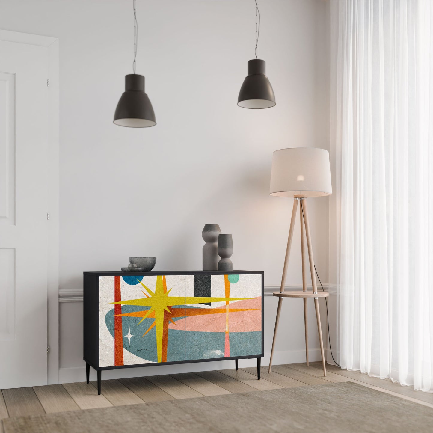 Credenza a 2 ante INTERSTELLAR VIBES in finitura nera
